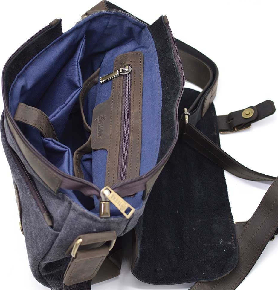 Чоловіча сумка-месенджер на плече із поєднання текстилю та натуральної шкіри TARWA (19924)