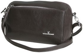 Женская сумка кросс боди из фактурной кожи коричневого цвета Vip Collection 102338