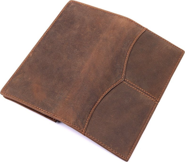 Мужской купюрник из винтажной кожи коричневого цвета под карты и права Vintage (14615)