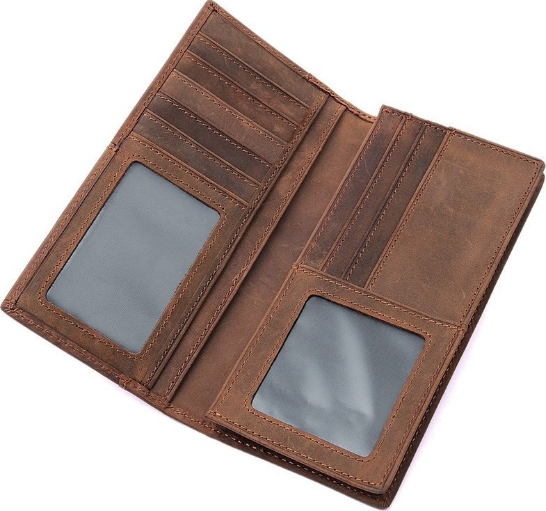 Мужской купюрник из винтажной кожи коричневого цвета под карты и права Vintage (14615)