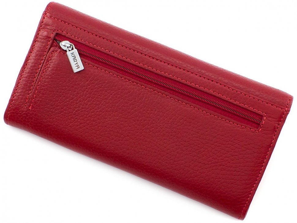 Червоний шкіряний гаманець з великою кількістю відділень KARYA (1071-46)