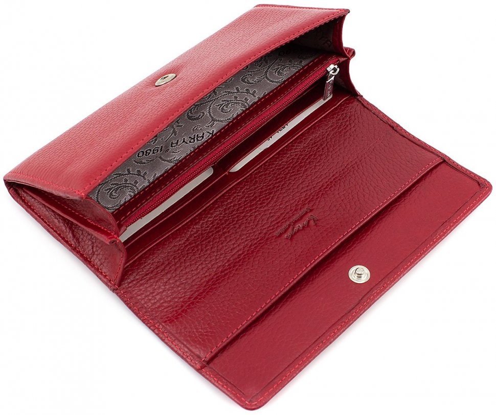 Красный кожаный кошелек с большим количеством отделений KARYA (1071-46)