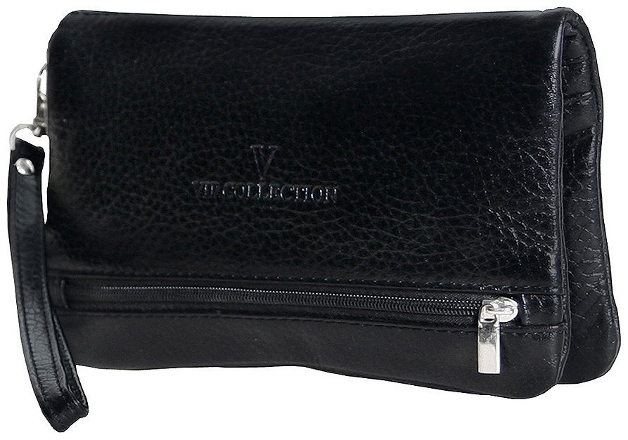 Клатч із натуральної зернистої шкіри Vip Collection 102638 (чорний) modnotak фото №1
