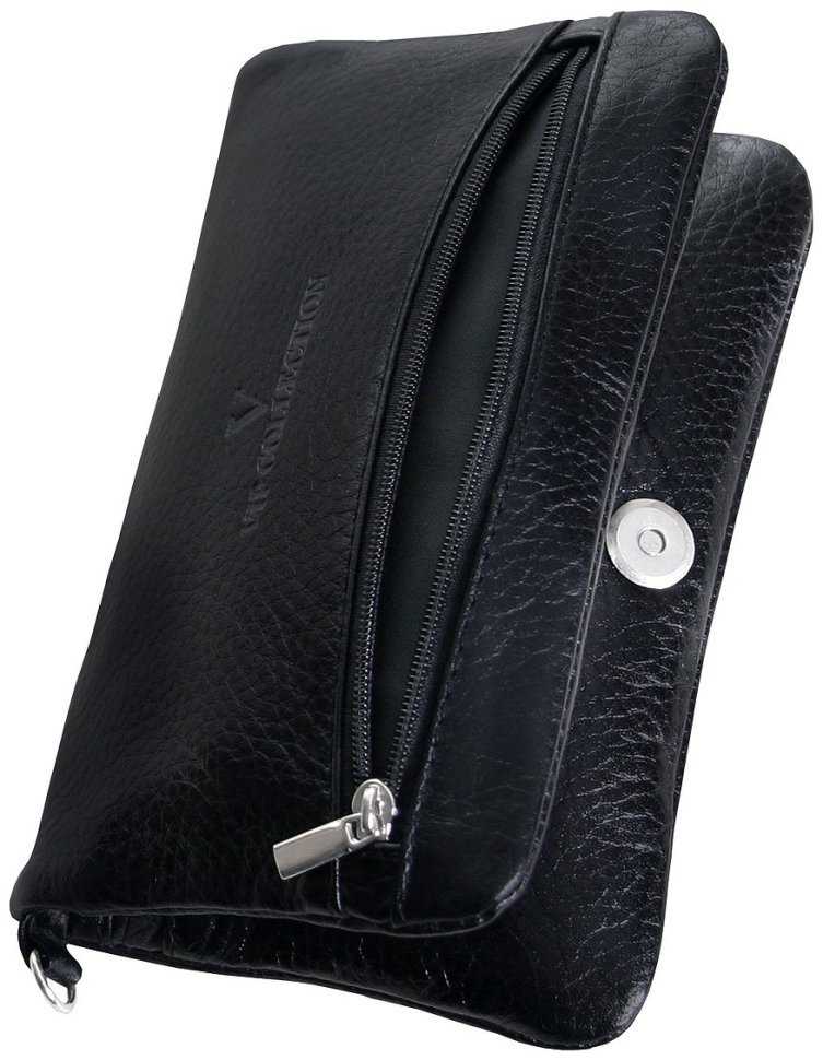 Клатч із натуральної зернистої шкіри Vip Collection 102638 (чорний) modnotak фото №3