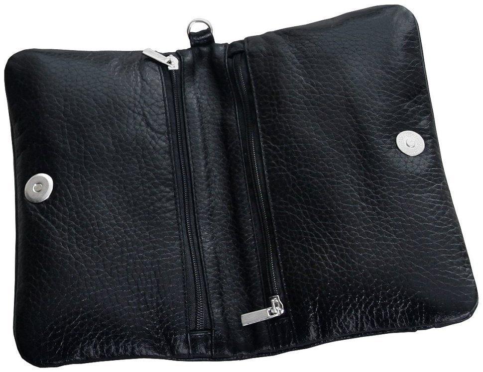 Клатч із натуральної зернистої шкіри Vip Collection 102638 (чорний) modnotak фото №4
