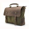 Мужская зеленая сумка-портфель из текстиля и кожи от украинского бренда TARWA (19915) - 3
