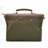 Мужская зеленая сумка-портфель из текстиля и кожи от украинского бренда TARWA (19915) - 4