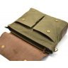 Мужская зеленая сумка-портфель из текстиля и кожи от украинского бренда TARWA (19915) - 6