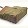 Мужская зеленая сумка-портфель из текстиля и кожи от украинского бренда TARWA (19915) - 7