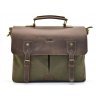 Мужская зеленая сумка-портфель из текстиля и кожи от украинского бренда TARWA (19915) - 10