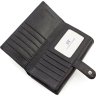 Місткий жіночий гаманець із чорної шкіри під багато купюр та карт ST Leather (21536) - 4