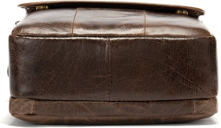 Коричневая мужская сумка через плечо из натуральной кожи среднего размера Vintage (14945)