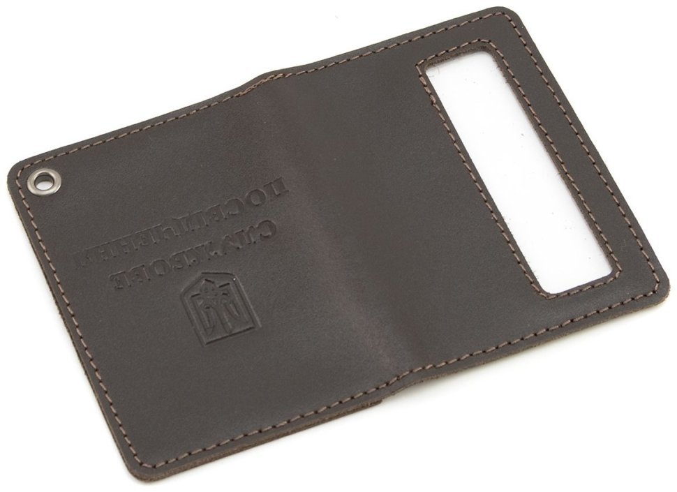 Обложка из натуральной кожи для служебного удостоверения Leather Collection 103338 темно-коричневая modnotak фото №4