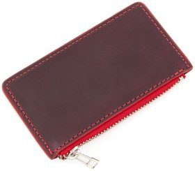 Картхолдер марсалового цвета из винтажной кожи Grande Pelle (13291)