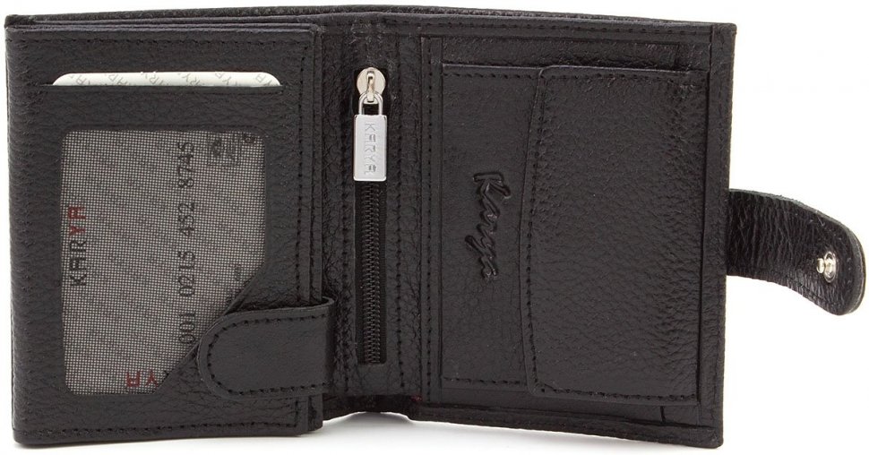 Кожаный мужской кошелек маленького размера из фактурной кожи KARYA (19829)