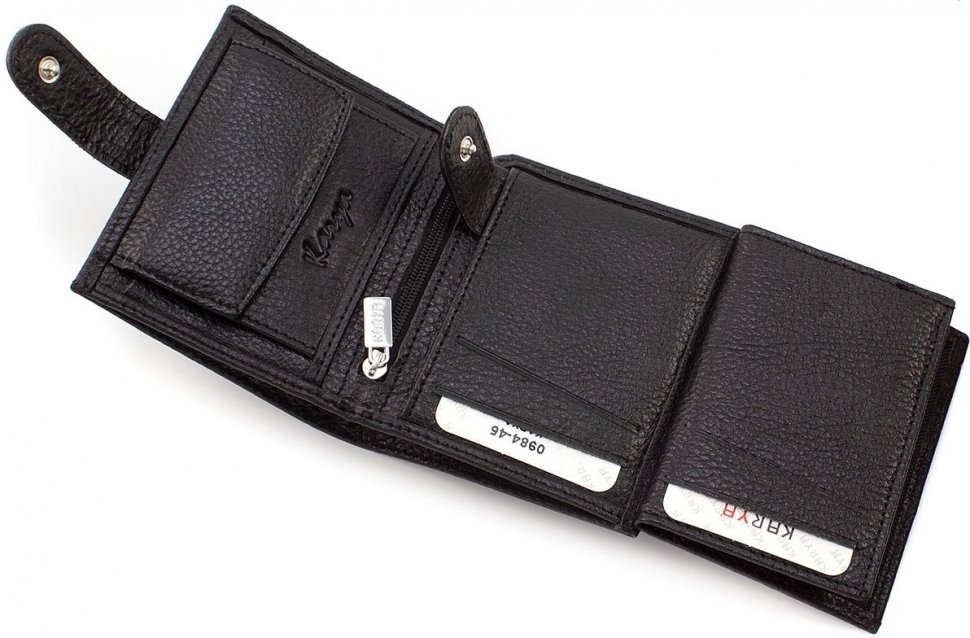 Кожаный мужской кошелек маленького размера из фактурной кожи KARYA (19829)