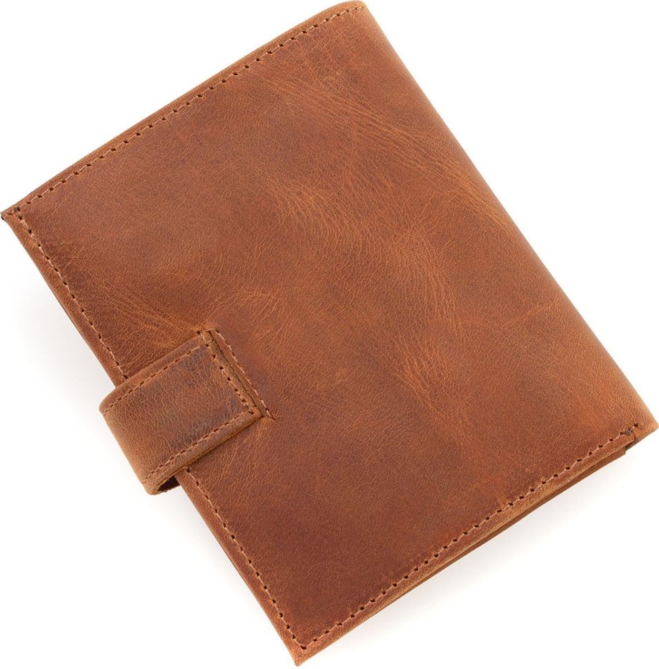 Светло-коричневое мужское вертикальное портмоне из винтажной кожи KARYA (18274)