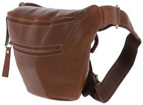Мужская сумка на пояс из натуральной гладкой кожи Ashwood M54 коричневого цвета 94138