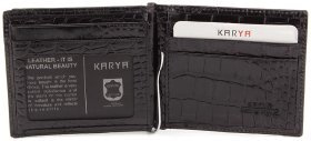 Стильный зажим для купюр из натуральной кожи с тиснением под крокодила KARYA (0460-53) УЦЕНКА!
