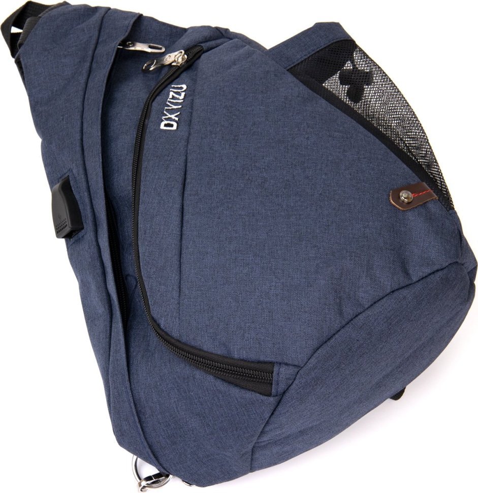 Синяя мужская сумка через плечо из текстиля Vintage (20551)