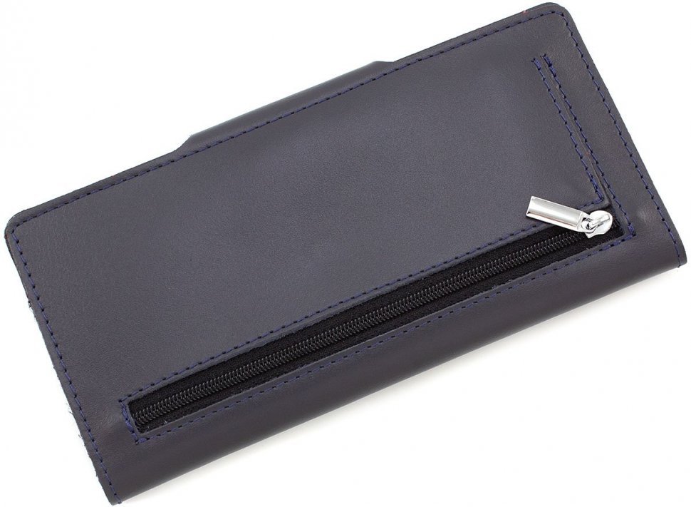Шкіряний гаманець синього кольору з відділенням для дрібниці - ST Leather (18002)