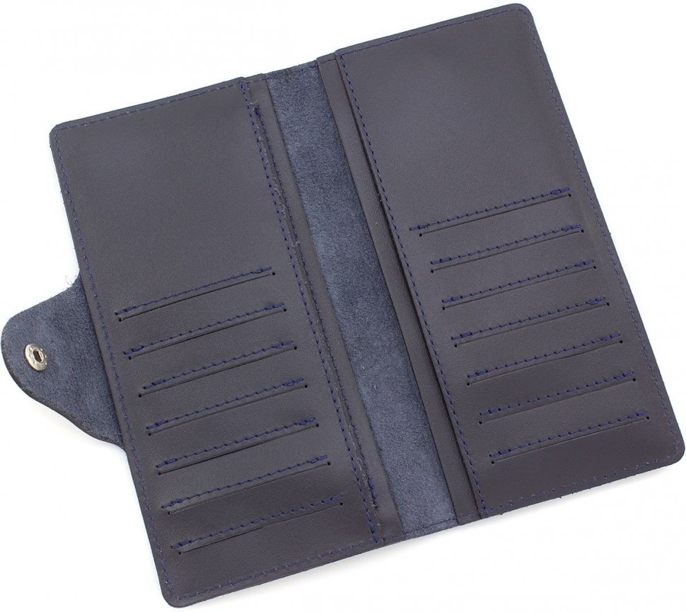 Шкіряний гаманець синього кольору з відділенням для дрібниці - ST Leather (18002)
