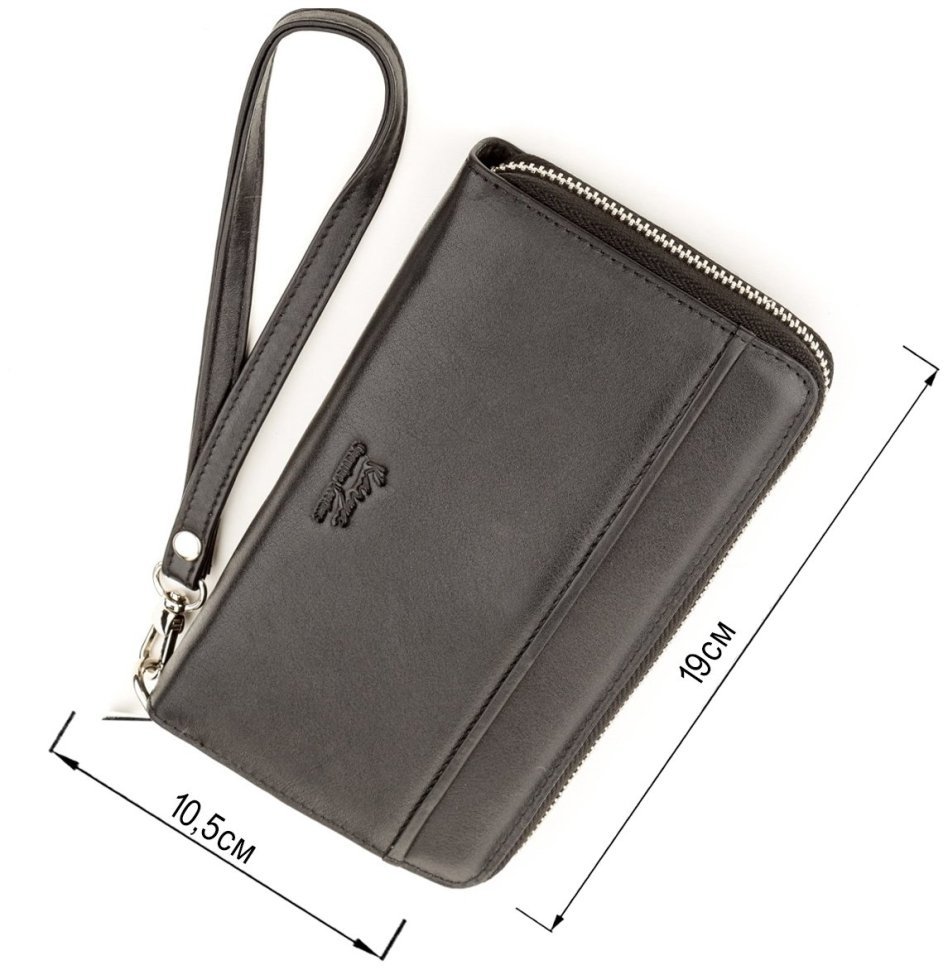 Черный мужской клатч-кошелек из гладкой кожи с ремешком на запястье KARYA (2417252) modnotak фото №7