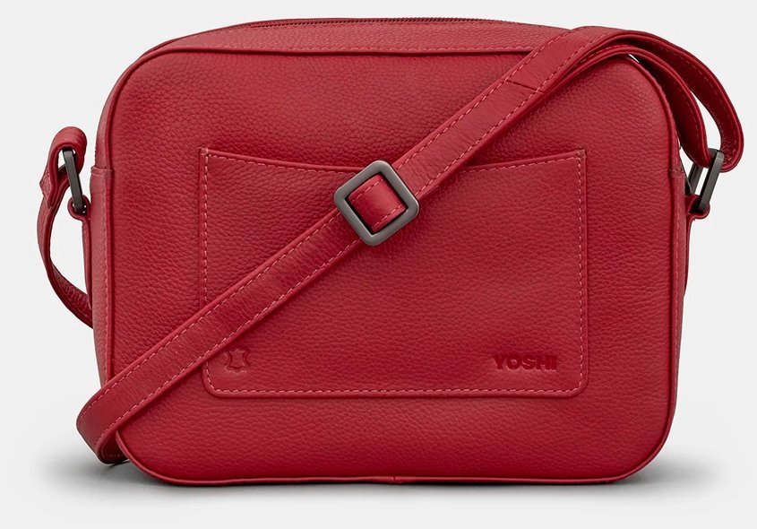 Сумка кожаная женская кросс-боди в красном цвете Yoshi Belmont (Cherry Red) 94438 modnotak фото №3