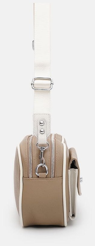 Наплечная кожаная сумка для женщин на 2 отделения Borsa Leather 104538 бежевая фото №4 Наплечная кожаная сумка для женщин на 2 отделения Borsa Leather 104538 бежевая modnotak фото №4