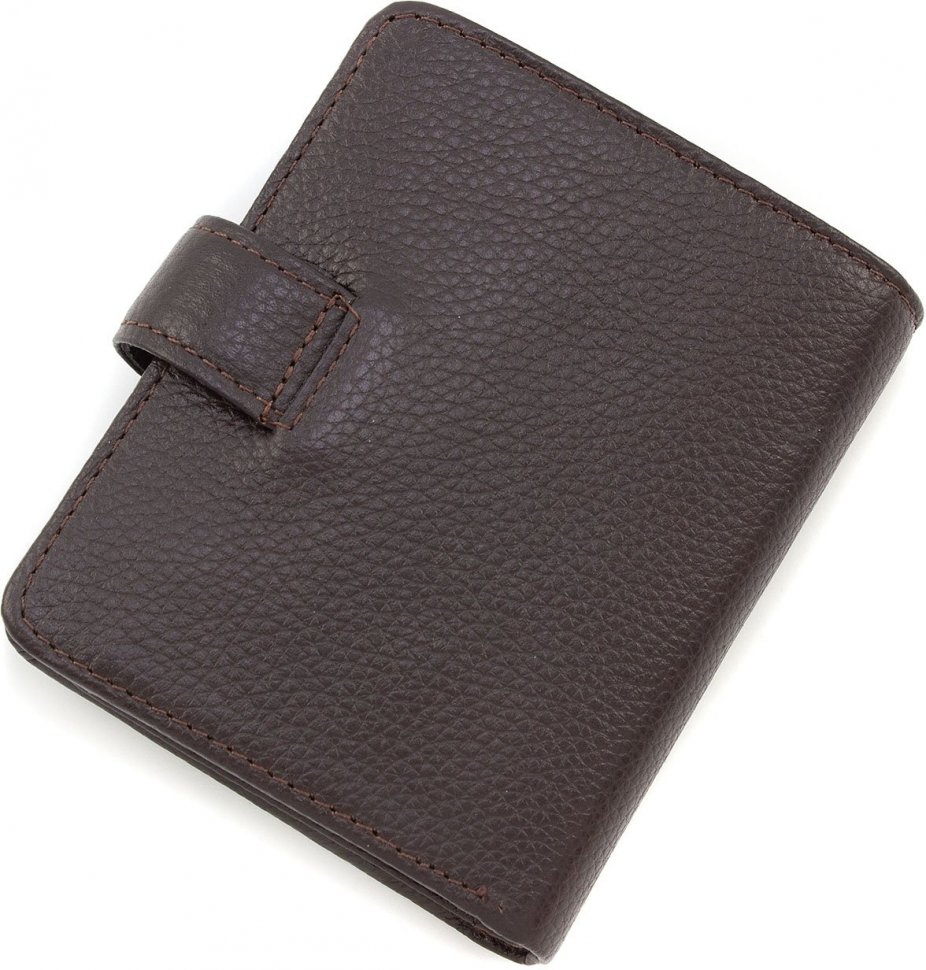Компактное мужское портмоне из фактурной кожи коричневого цвета KARYA (0952-39)
