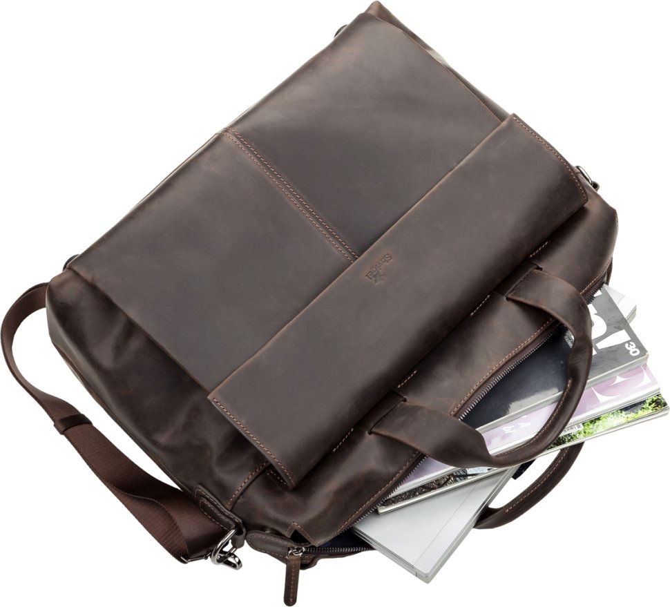 Велика чоловіча сумка-портфель із вінтажної шкіри з ручками SHVIGEL (11119)