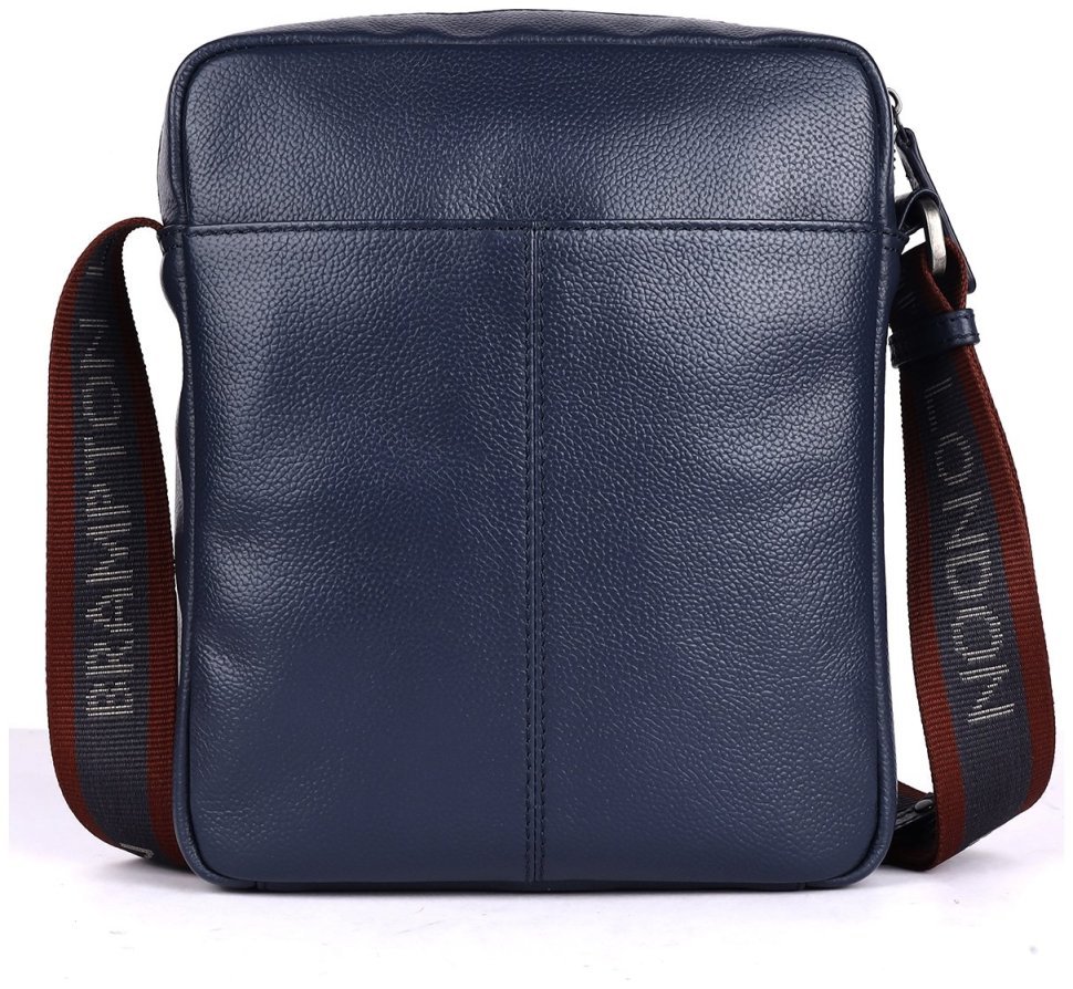 Сумка планшет для мужчин из кожи флотар через плече Brampton London Crossflow 94538 синего цвета modnotak фото №3
