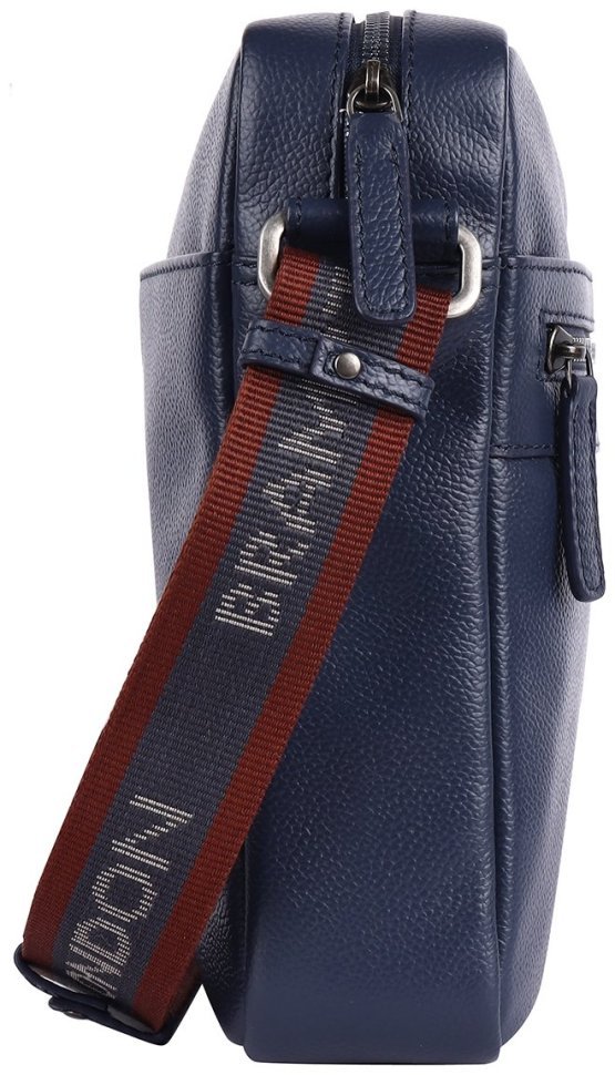 Сумка планшет для мужчин из кожи флотар через плече Brampton London Crossflow 94538 синего цвета modnotak фото №4