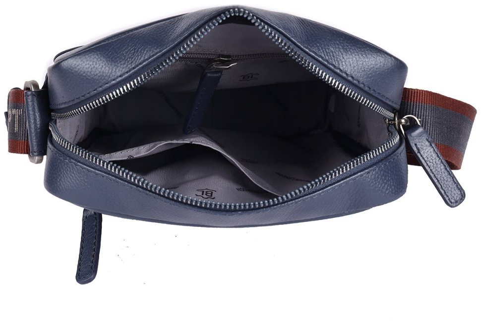 Сумка планшет для мужчин из кожи флотар через плече Brampton London Crossflow 94538 синего цвета modnotak фото №5