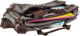 Вместительная сумка-трансформер серого цвета из текстиля Vintage (20151)