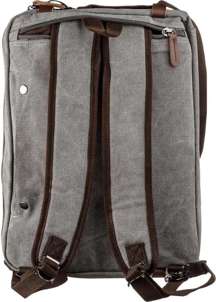 Вместительная сумка-трансформер серого цвета из текстиля Vintage (20151) фото №4 Вместительная сумка-трансформер серого цвета из текстиля Vintage (20151) modnotak фото №4