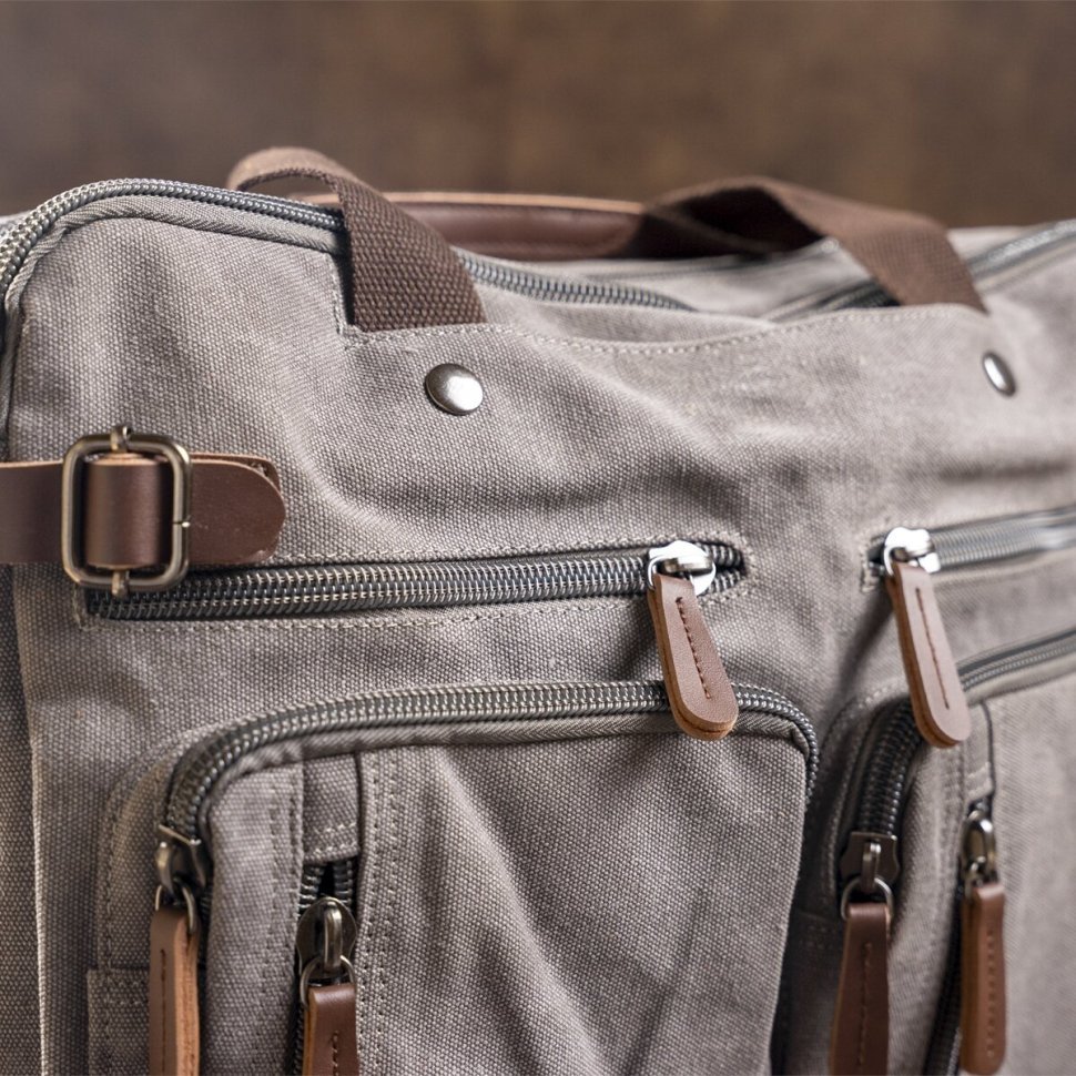 Вместительная сумка-трансформер серого цвета из текстиля Vintage (20151) фото №7 Вместительная сумка-трансформер серого цвета из текстиля Vintage (20151) modnotak фото №7