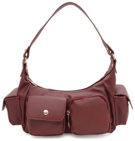 Вместительная женская сумка из качественного кожзама бордового цвета Monsen 94638