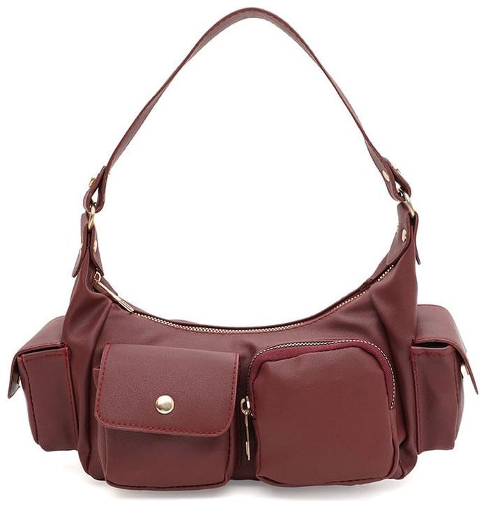 Вместительная женская сумка из качественного кожзама бордового цвета Monsen 94638 фото №1 Вместительная женская сумка из качественного кожзама бордового цвета Monsen 94638 modnotak фото №1