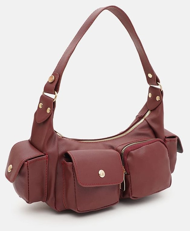 Вместительная женская сумка из качественного кожзама бордового цвета Monsen 94638 фото №2 Вместительная женская сумка из качественного кожзама бордового цвета Monsen 94638 modnotak фото №2