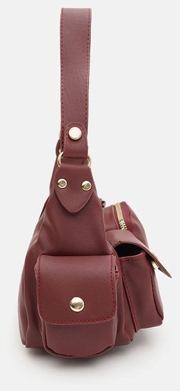 Вместительная женская сумка из качественного кожзама бордового цвета Monsen 94638 фото №4 Вместительная женская сумка из качественного кожзама бордового цвета Monsen 94638 modnotak фото №4