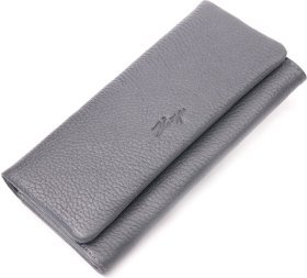 Сірий жіночий гаманець із натуральної шкіри флотар із клапаном на магнітах KARYA (2421024)