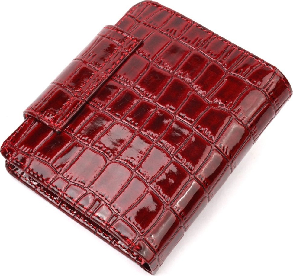 Червоний жіночий гаманець з натуральної шкіри з тисненням під крокодила KARYA (2421124)