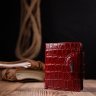 Червоний жіночий гаманець з натуральної шкіри з тисненням під крокодила KARYA (2421124) - 7
