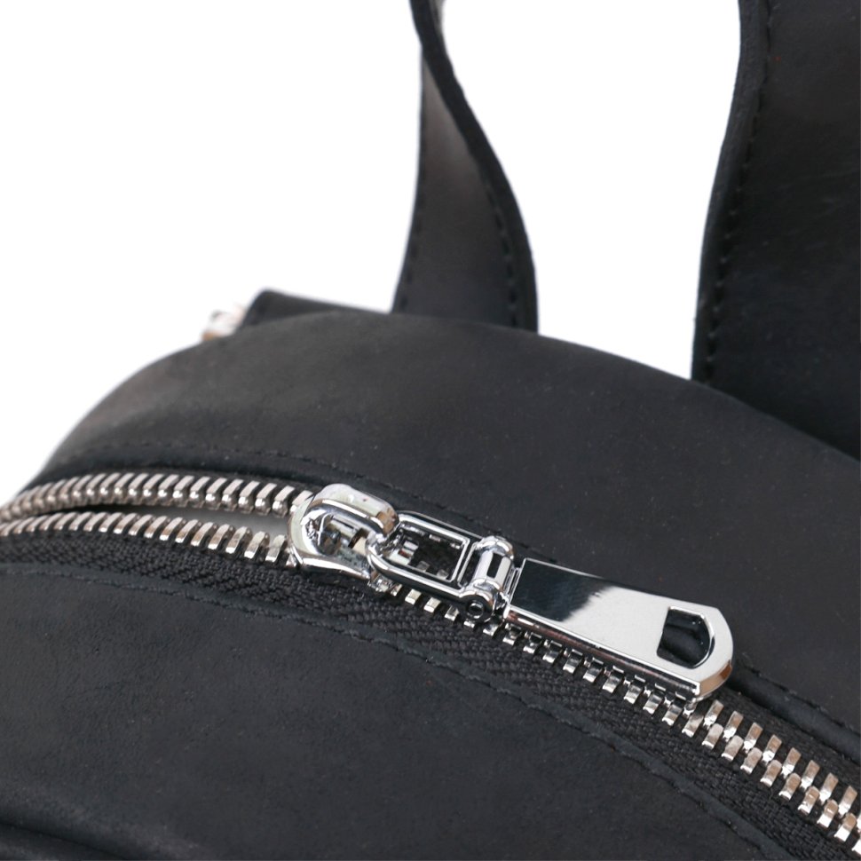 Універсальний жіночий рюкзак із натуральної шкіри крейзі хорс чорного кольору Shvigel (16313)