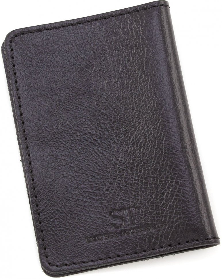 Обложка для пластикового паспорта черного цвета ST Leather (17772)