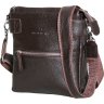 Коричневая мужская сумка на плечо из натуральной кожи флотар на молнии Vip Collection (21091) - 1