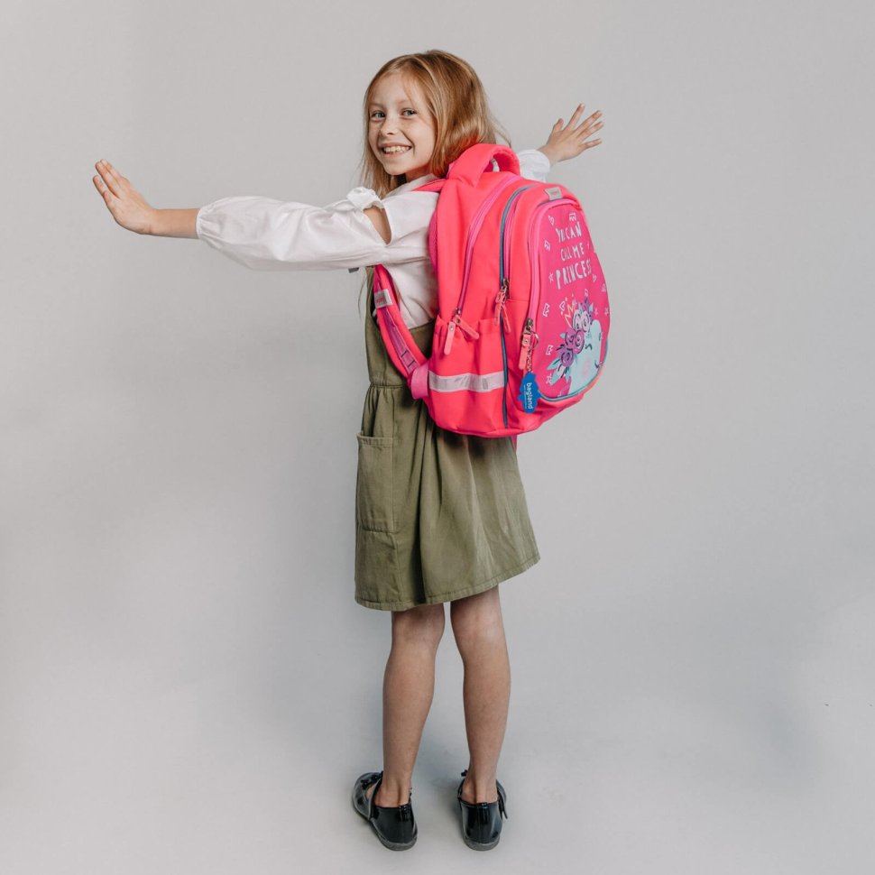 Рожевий дівчачий текстильний рюкзак для школи з принтом Bagland Butterfly 55638