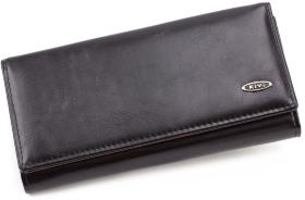 Жіночий чорний гаманець зі шкірозамінника на кнопці Kivi (17918)