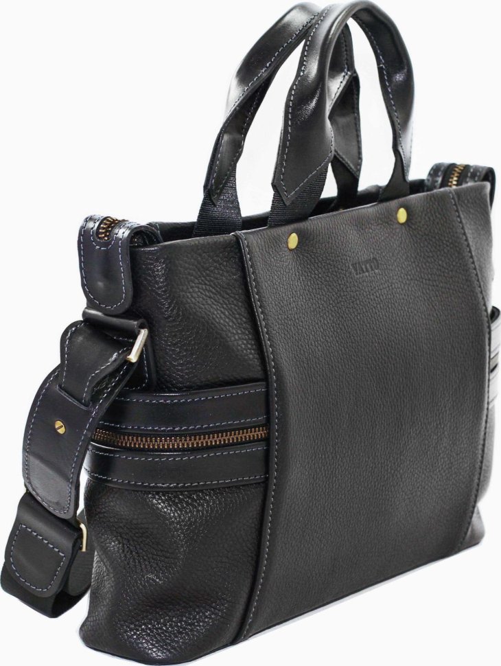 Мужская сумка Флотар черного цвета с ручками и ремнем через плечо VATTO (11680)